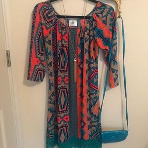 BohoBlu Aztec and Crochet Dresss